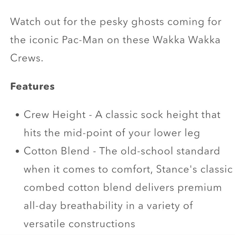 NWT Kid's Pac-Man Waka Waka Waka Stance Crew Socks